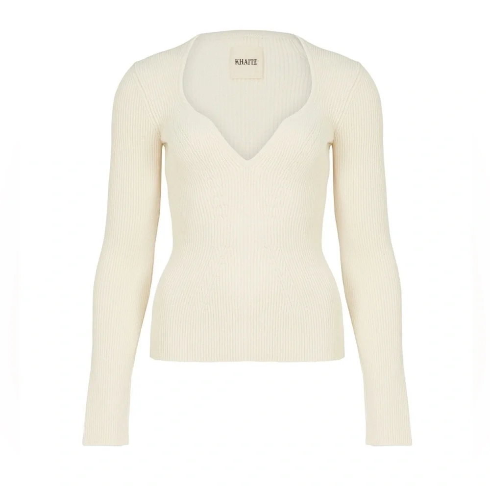 Khaite The Kirah Ribbed Sweater Ivory - Picture 1 of 6